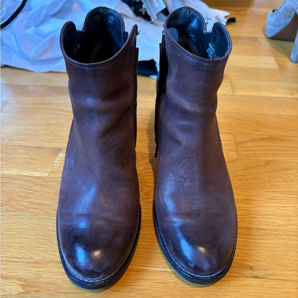 Paul Green Brown Leather Ankle Boots